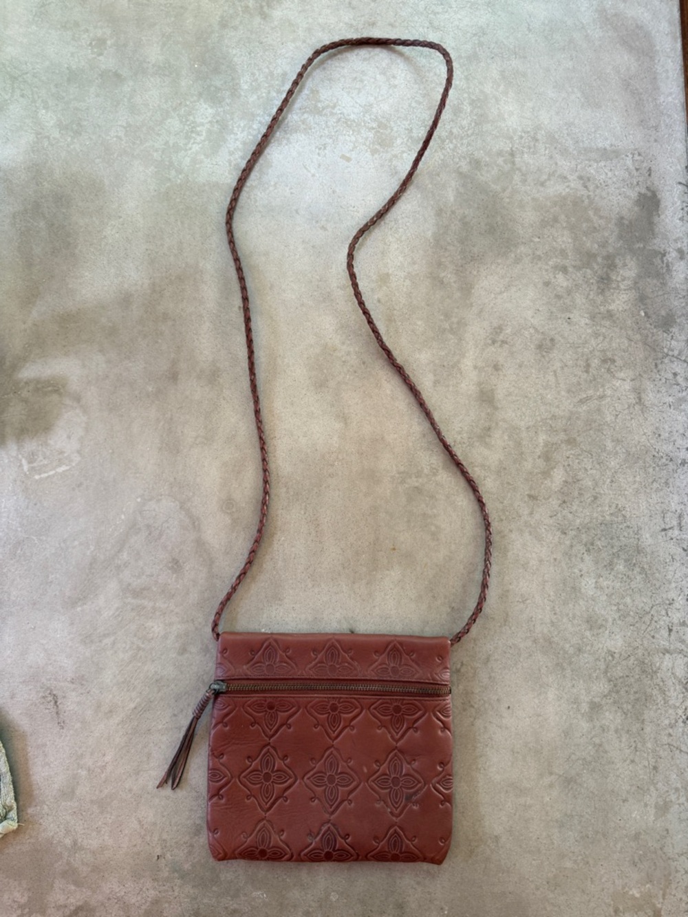 Women's Brown Embossed Crossbody Bag